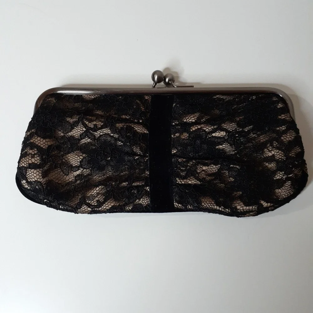 Ann Taylor LOFT Black Lace‎ and Taupe Evening Bag